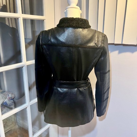 GUESS Black Faux Leather & Suede Jacket Sz S euc - Picture 3 of 8